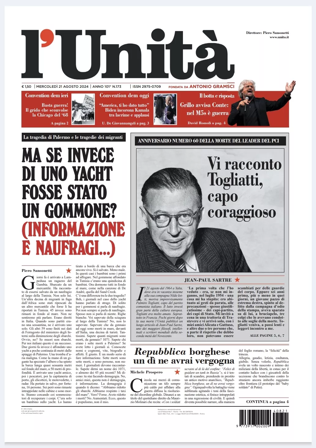 Prima-pagina-unita-oggi-edizione-di-oggi-20-08-2024