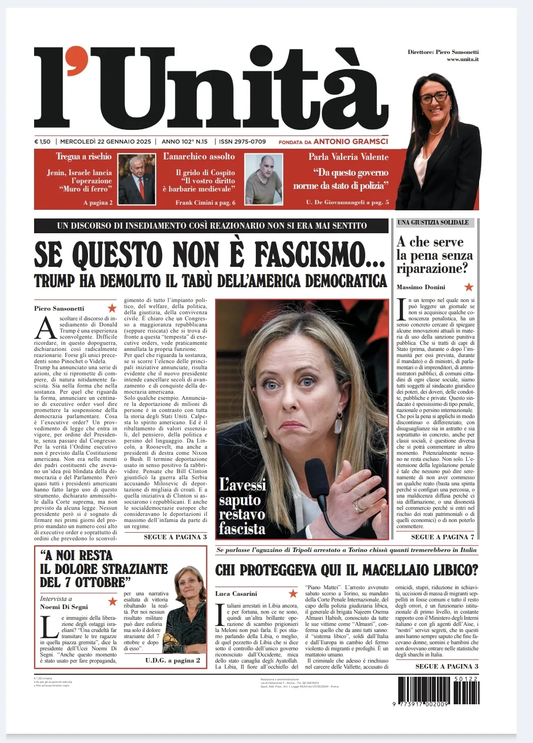 Prima-pagina-unita-oggi-edizione-di-oggi-22-01-2025