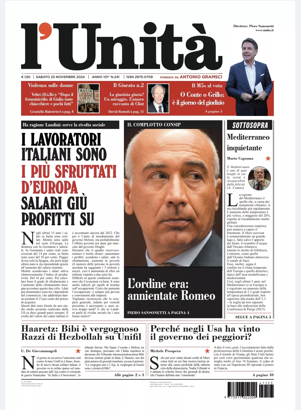 Prima-pagina-unita-oggi-edizione-di-oggi-22-11-2024