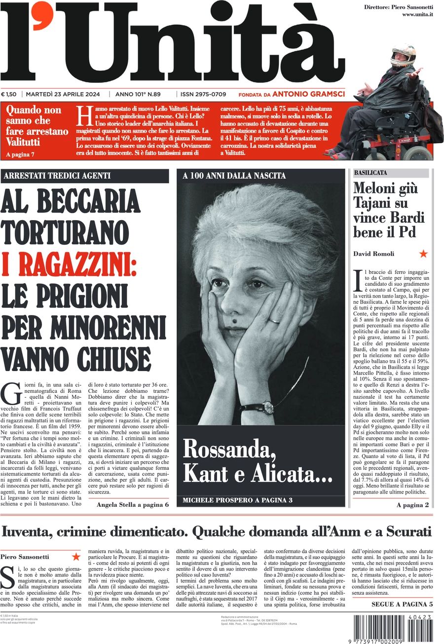 Prima-pagina-l-unita-editoriale-oggi-edizione-di-oggi-23-04-2024