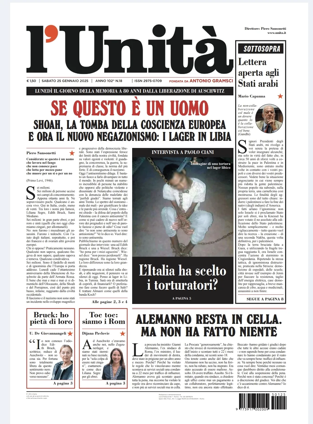 Prima-pagina-unita-oggi-edizione-di-oggi-25-01-2025