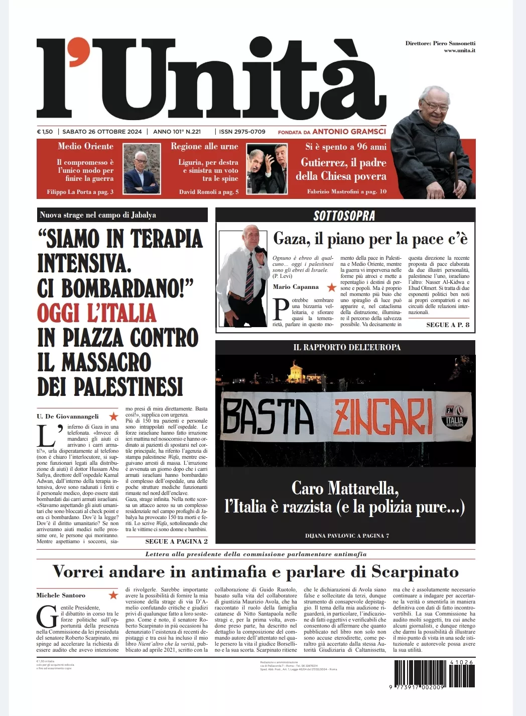 Prima-pagina-unita-oggi-edizione-di-oggi-26-10-2024