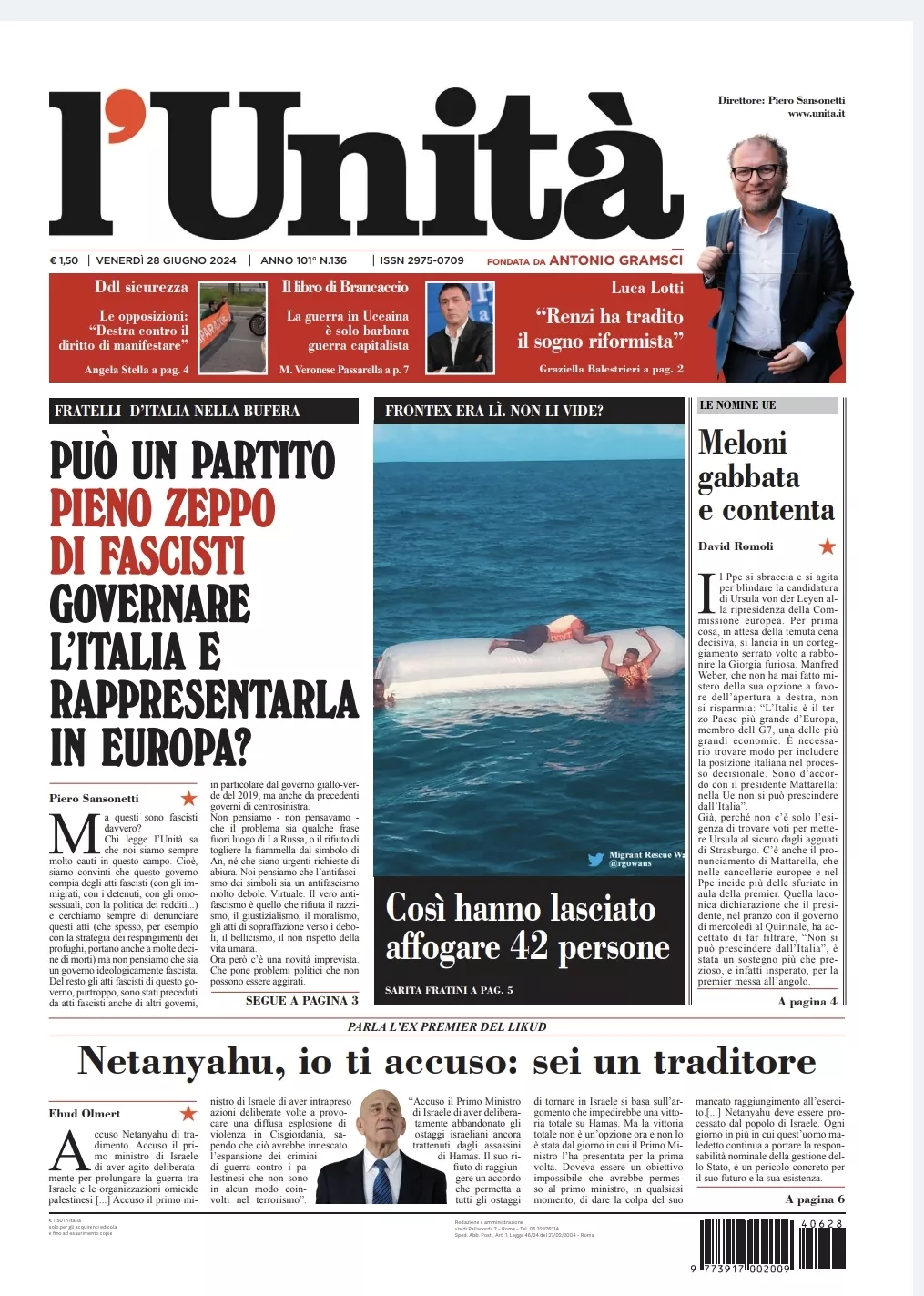 Prima-pagina-unita-oggi-edizione-di-oggi-27-06-2024