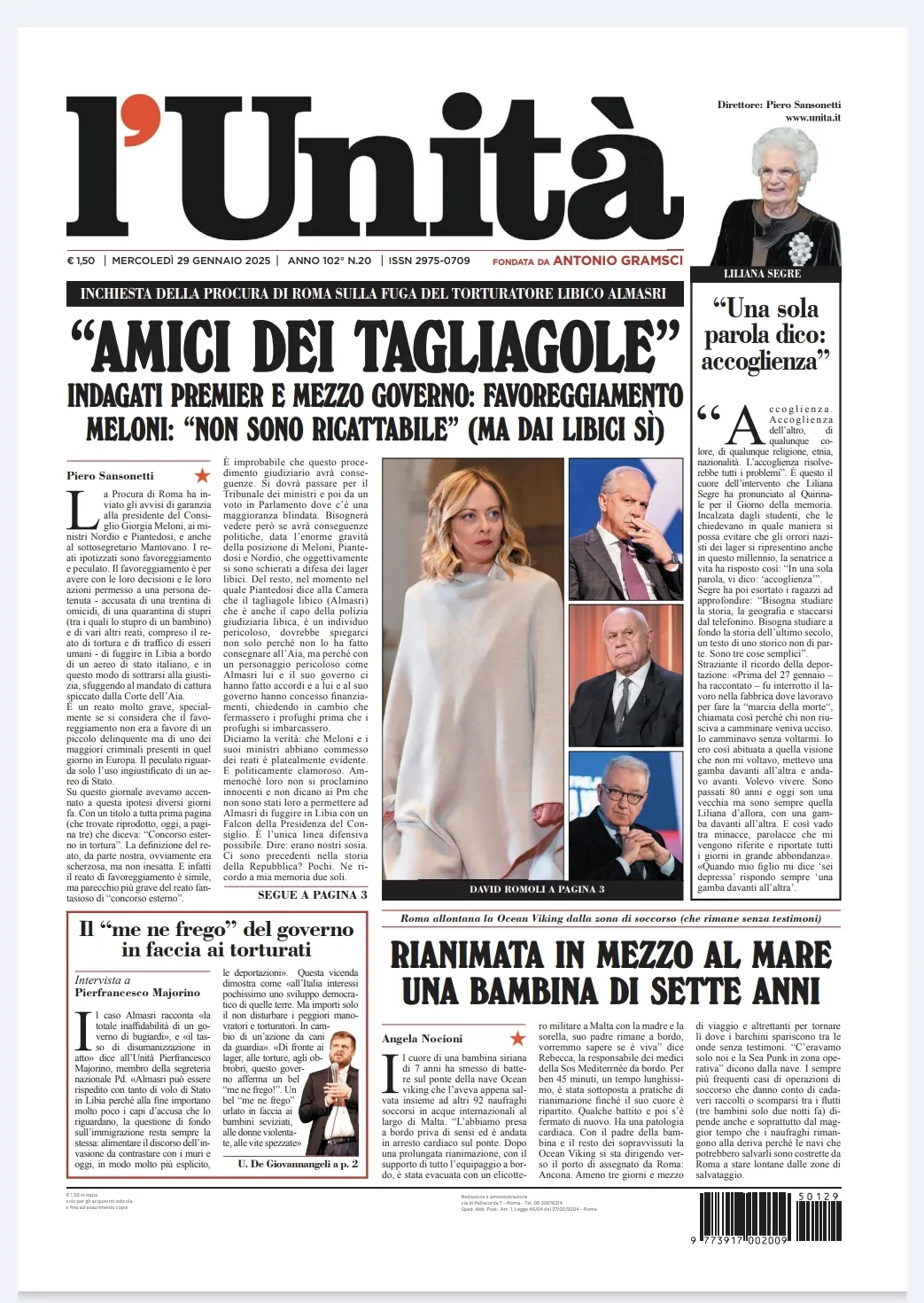 Prima-pagina-unita-oggi-edizione-di-oggi-28-01-2025