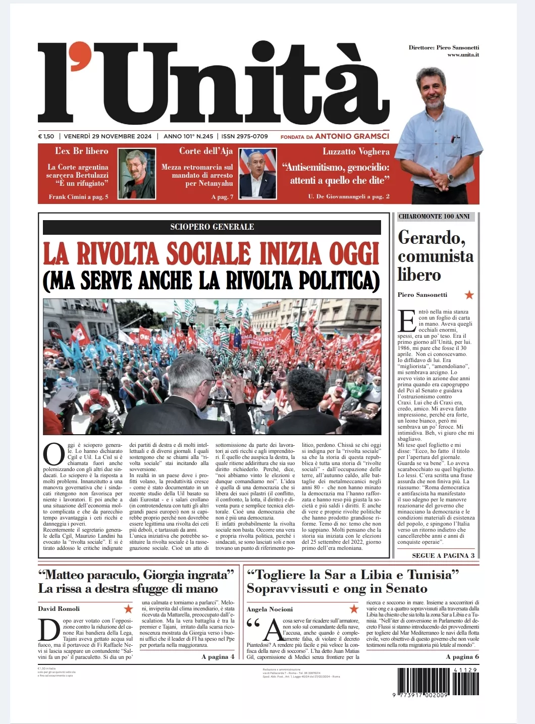 Prima-pagina-unita-oggi-edizione-di-oggi-28-11-2024