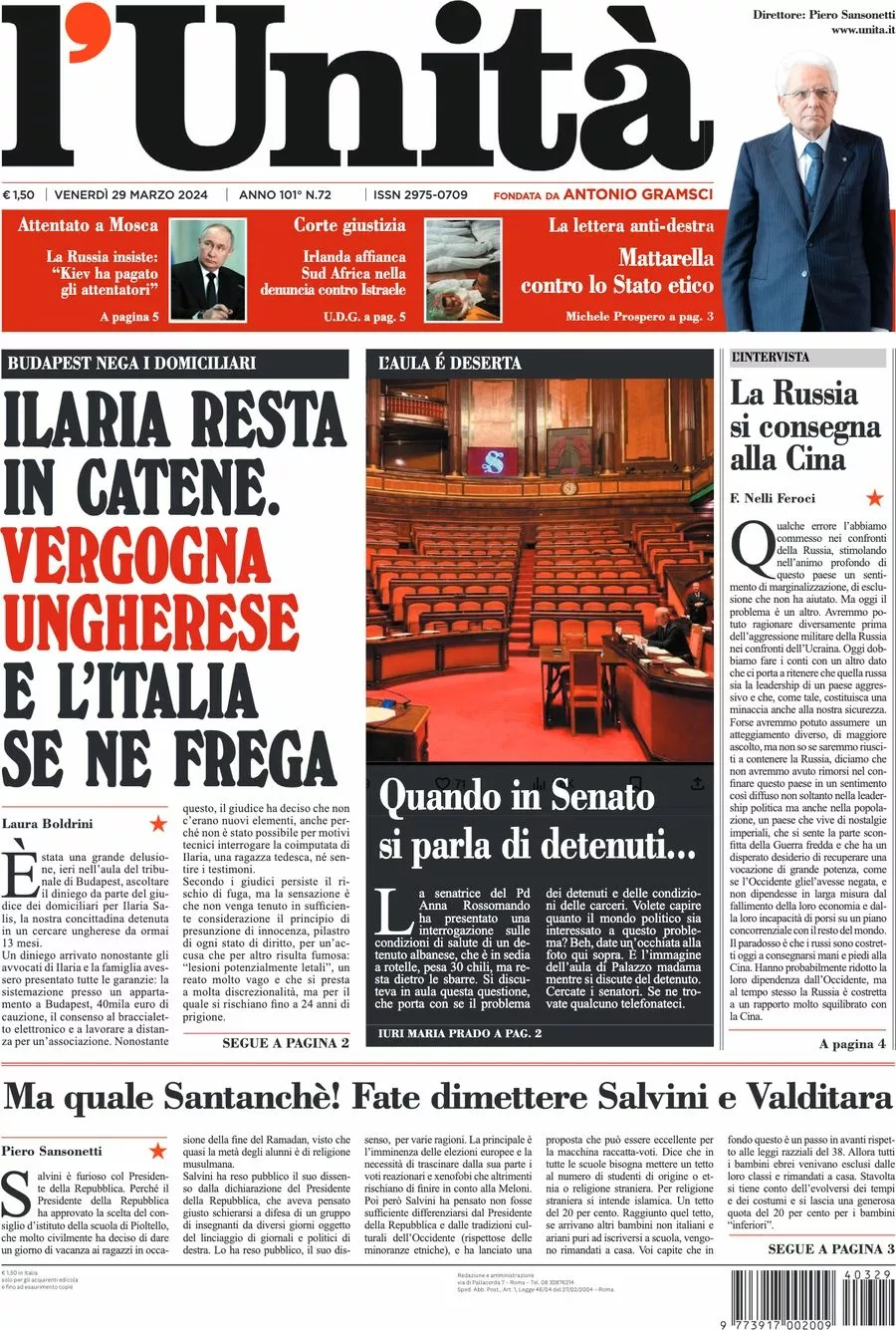 Prima-pagina-l-unita-editoriale-oggi-edizione-di-oggi-29-03-2024