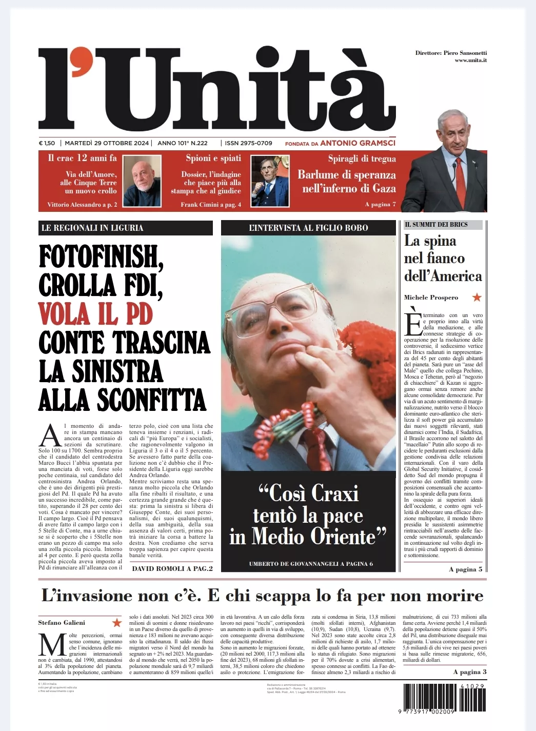 Prima-pagina-unita-oggi-edizione-di-oggi-29-10-2024