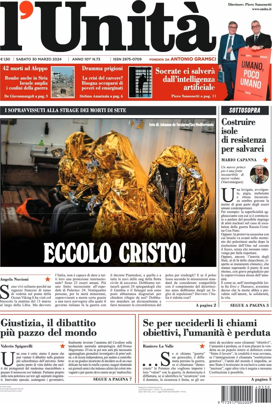 Prima-pagina-l-unita-editoriale-oggi-edizione-di-oggi-30-03-2024