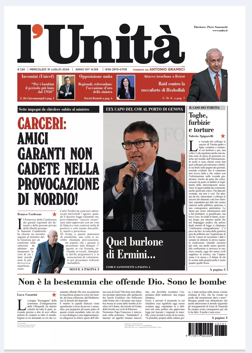 Prima-pagina-unita-oggi-edizione-di-oggi-30-07-2024