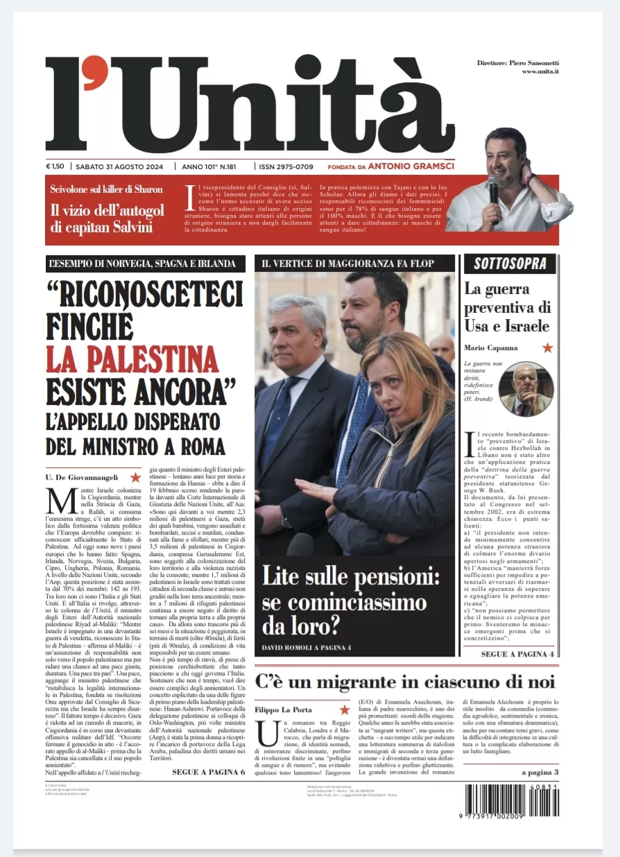 Prima-pagina-unita-oggi-edizione-di-oggi-30-08-2024