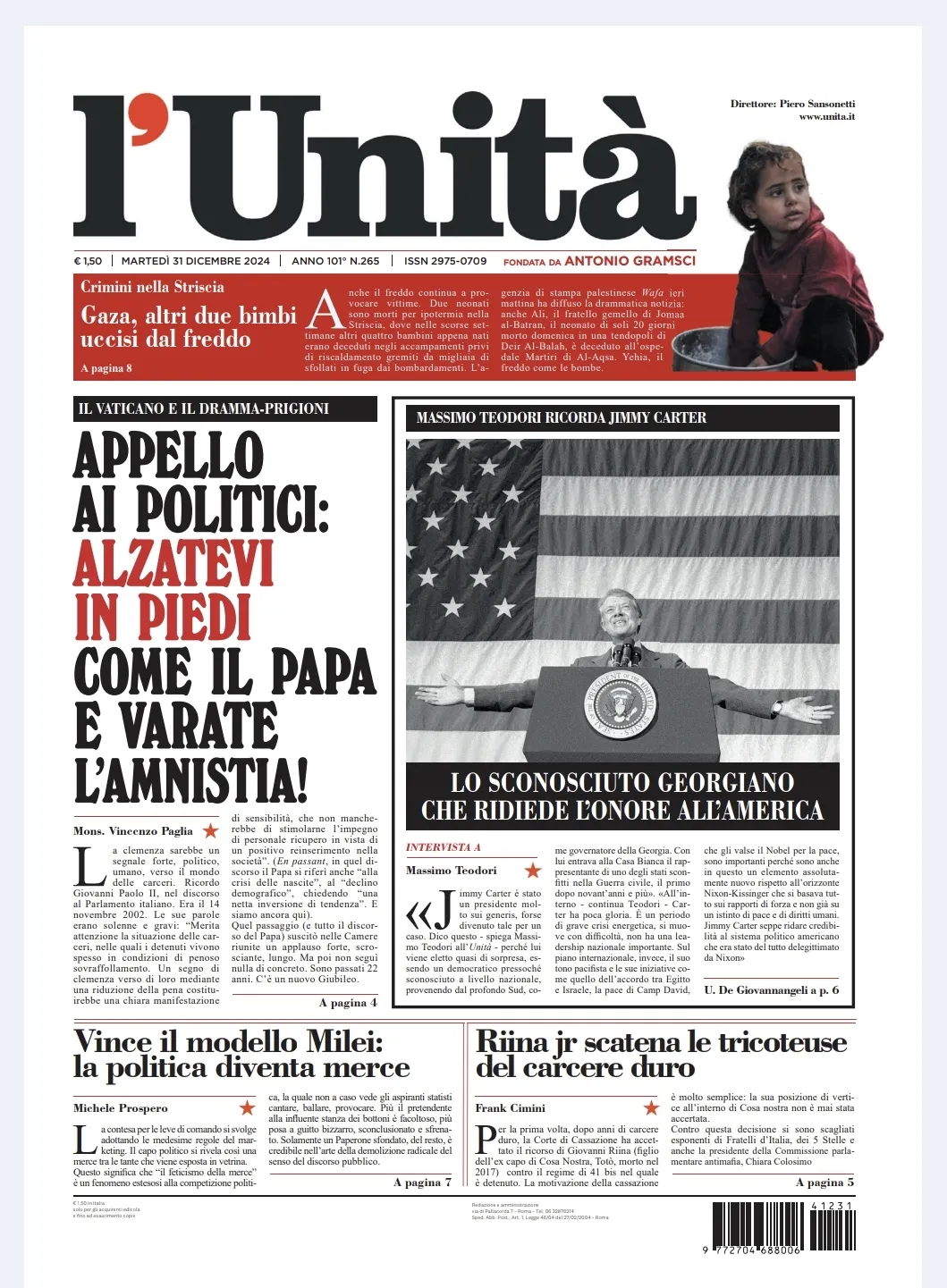 Prima-pagina-unita-oggi-edizione-di-oggi-31-12-2024