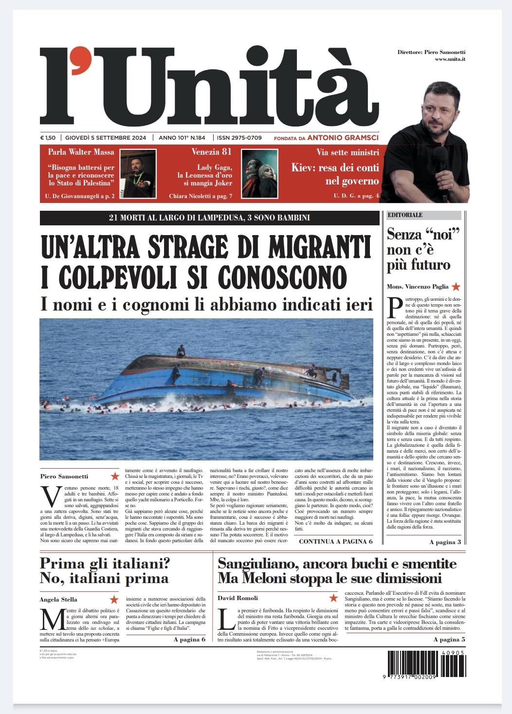 Prima-pagina-unita-oggi-edizione-di-oggi-Array