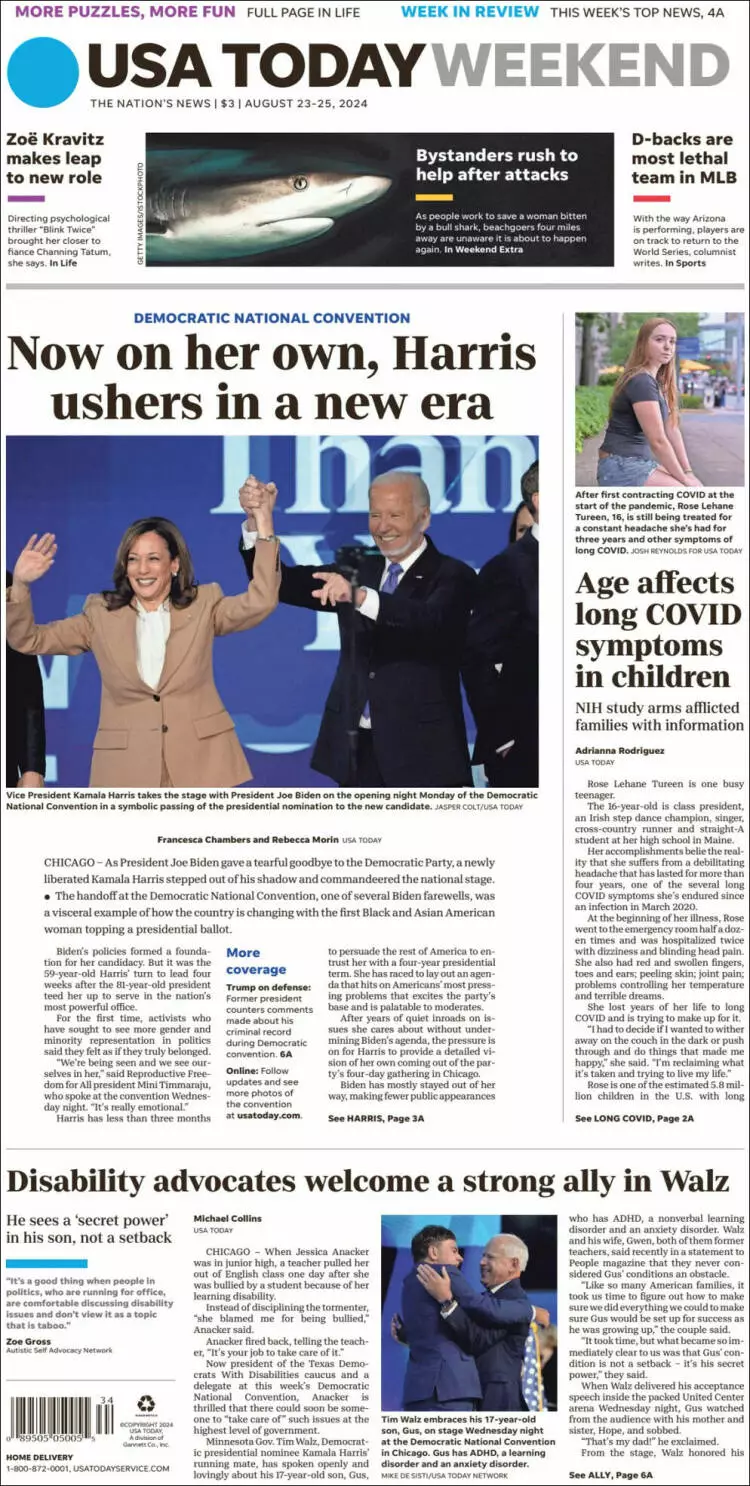 Prima-pagina-usa-today-edizione-di-oggi-2024-08-23