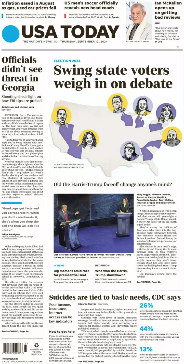 Prima-pagina-usa-today-edizione-di-oggi-2024-09-12