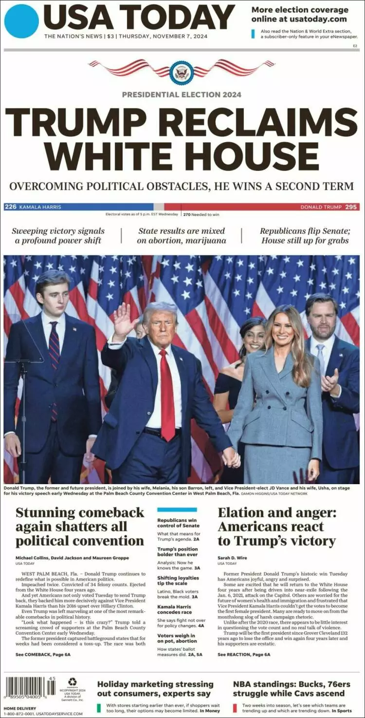 Prima-pagina-usa-today-edizione-di-oggi-2024-11-07