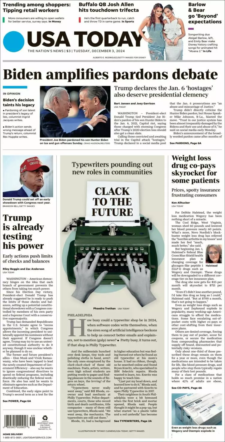 Prima-pagina-usa-today-edizione-di-oggi-2024-12-03