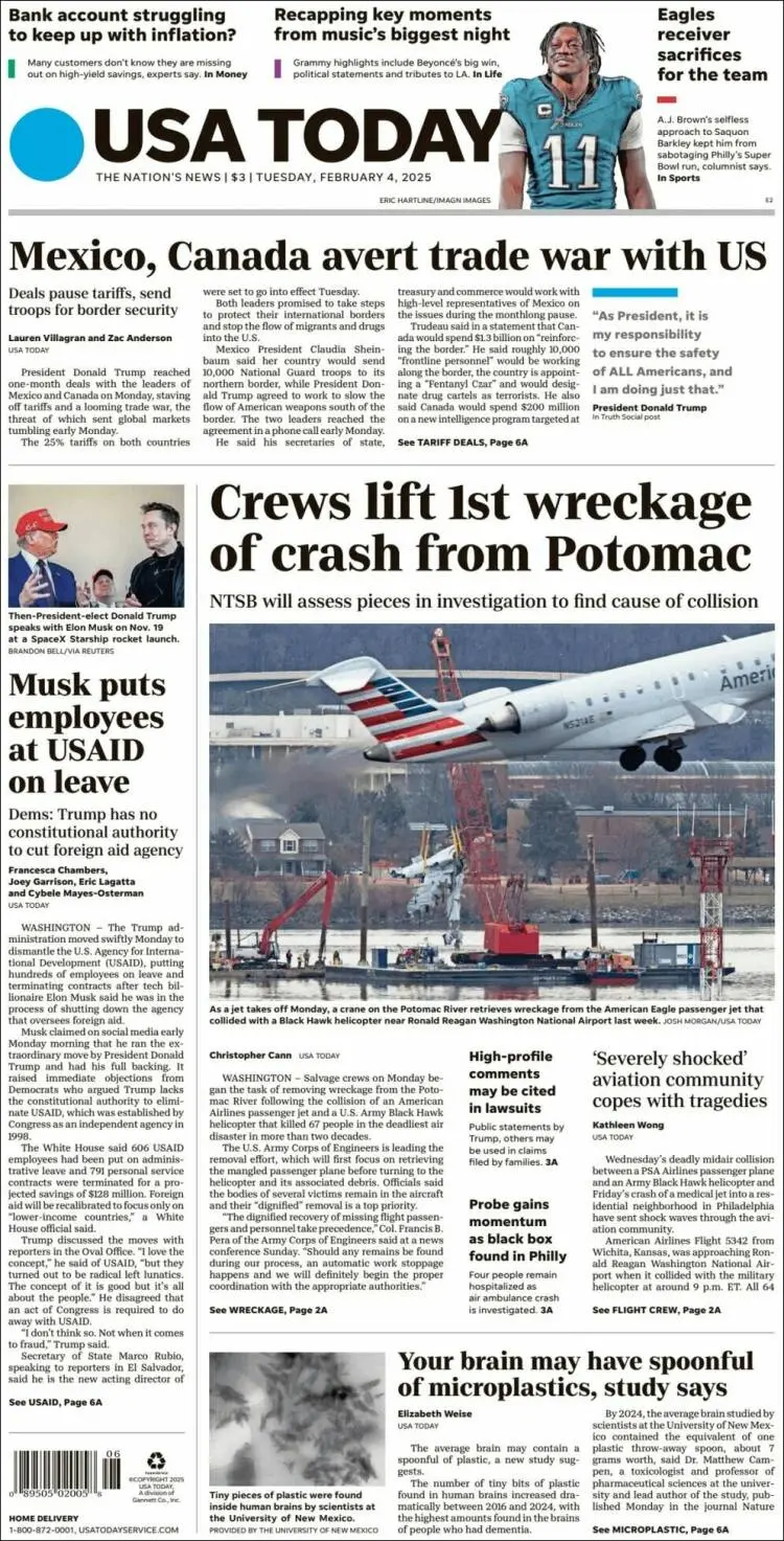 Prima-pagina-usa-today-edizione-di-oggi-2025-02-04