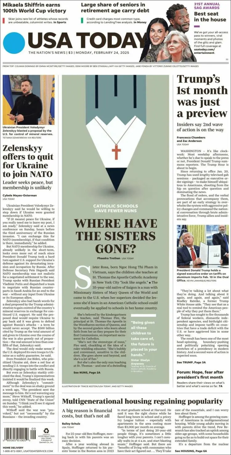 Prima-pagina-usa-today-edizione-di-oggi-2025-02-24