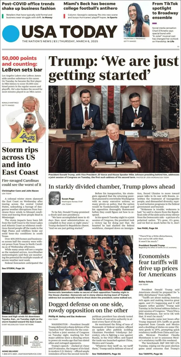 Prima-pagina-usa-today-edizione-di-oggi-2025-03-06