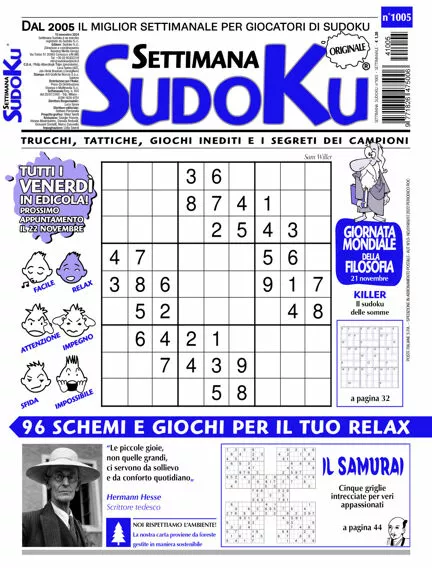 Prima-pagina-settimanale-settimana-sudoku-del-19-11-2024